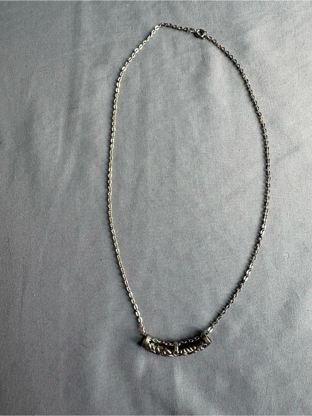 Silver Filigree Bar Pendant Necklace